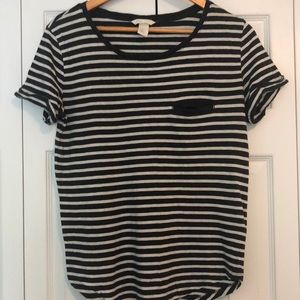 Grey and White Slouchy Pocket Tee